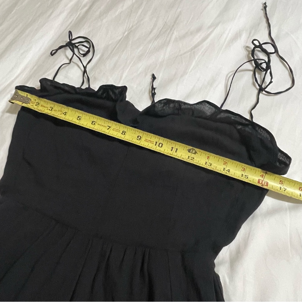 Reformation‎ Selma Black Ruffle-Trim Midi Dress with Side Slit - Picture 7 of 16